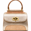 HelaSol AL PMidi metallic pink structured handbag, front view