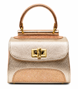 HelaSol AL PMidi Metallic Pink structured handbag, front view