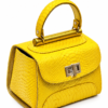 HelaSol AL PMidi Òòrùn yellow textured leather handbag Top-Side Angled View