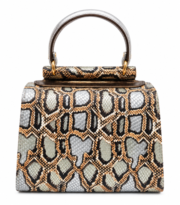 HelaSol AL PMidi Silver Ochre structured handbag, back view