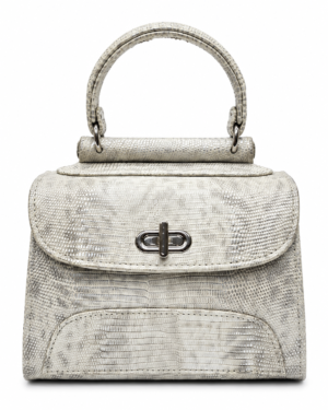HelaSol AL PMidi Pearl Silver structured handbag, front view