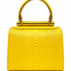 HelaSol AL PMidi Òòrùn yellow textured leather handbag, back view