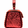 HelaSol AL PMidi Aurum Rouge Impérial handbag, side view showing richly embossed red leather panel