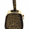 HelaSol AL PMidi Bronze Baroque handbag, side view showing deep bronze leather with raised floral and Baroque embossing and a light golden sheen