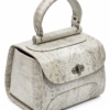 HelaSol AL PMidi Pearl Silver structured handbag, angled front view