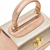 HelaSol AL PMidi metallic pink structured handbag, angled view