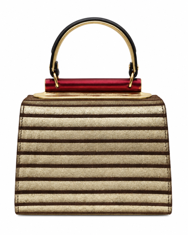 HelaSol AL PMidi Aurum Bordeaux structured handbag, back view