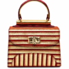 HelaSol AL PMidi Aurum Rouge Impérial structured handbag in gold and red leather, front view