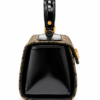 HelaSol AL PMidi Noir Doré handbag with glossy black leather side panel, side view