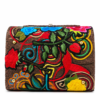 HelaSol Roidery Midi 7641 base view showing multicolour floral Roidery extending across the suede leather base with gold-tone protective feet